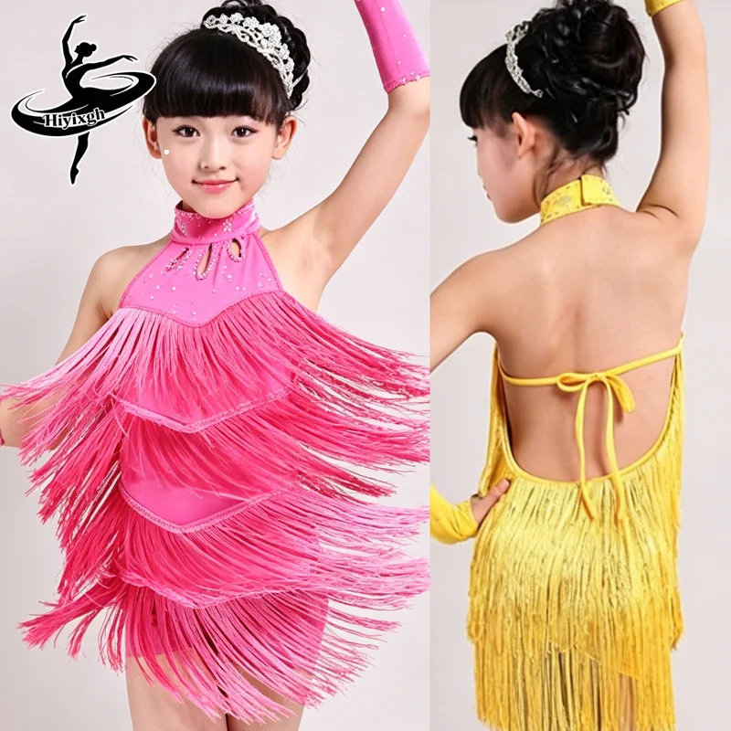

New Children's Tassel Latin Dance Performance Costume for Girls' Dance Practice and Children's Competition Performance Costume