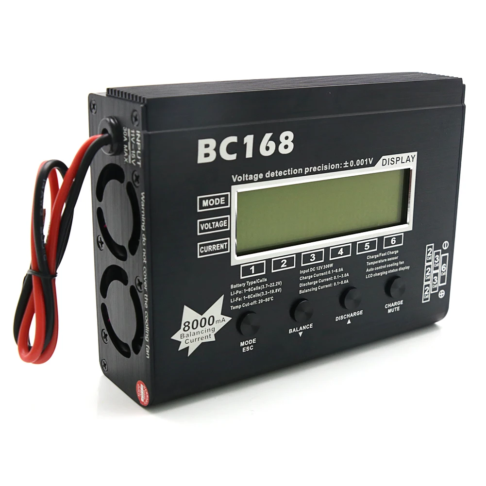 AOK BC168 1-6S 8A 200W HD LCD Screen Fast Charge Intellective Balance Lipo Battery Charger/Discharger for RC Airplane Toys