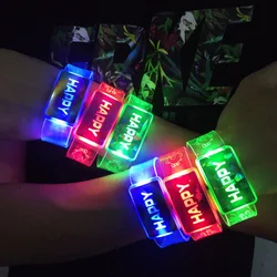 20/50/100pcs LED Bracelet Glow Light Up Bracelets LOVE Flashing Wristband Glowing Bangle Glow in The Dark Rave Christmas Party