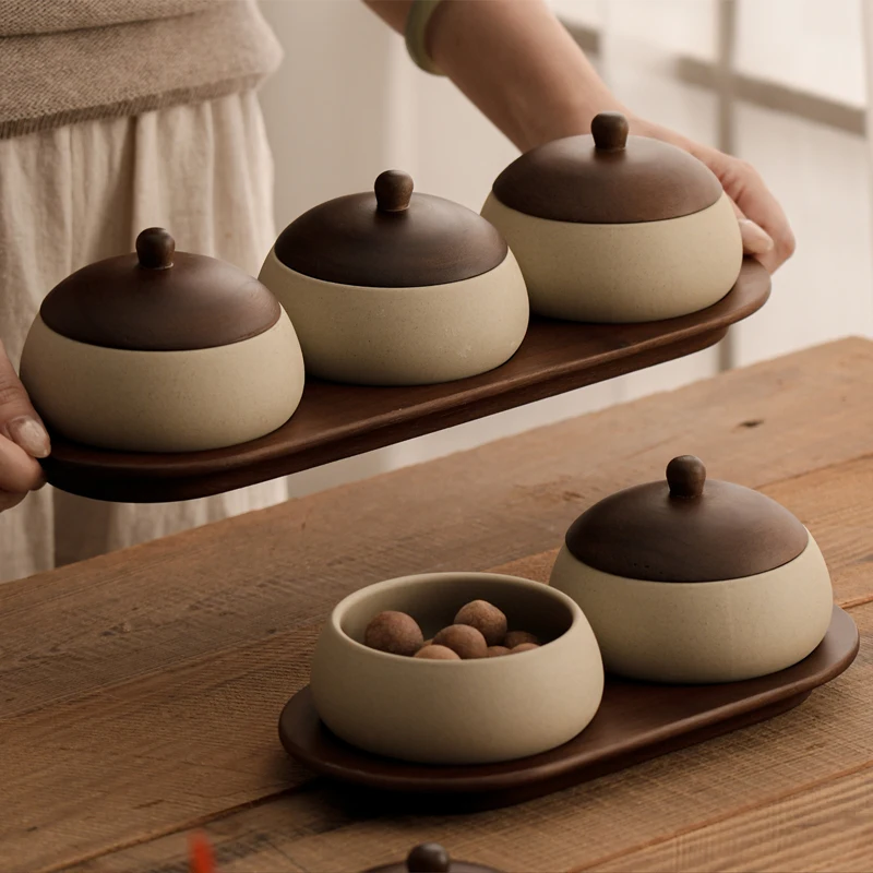 

Китайский поднос для закусок из цельного дерева, журнальный столик, гостиная, закуски, поднос для сухофруктов, грубая керамика, стол для гостиной, миска