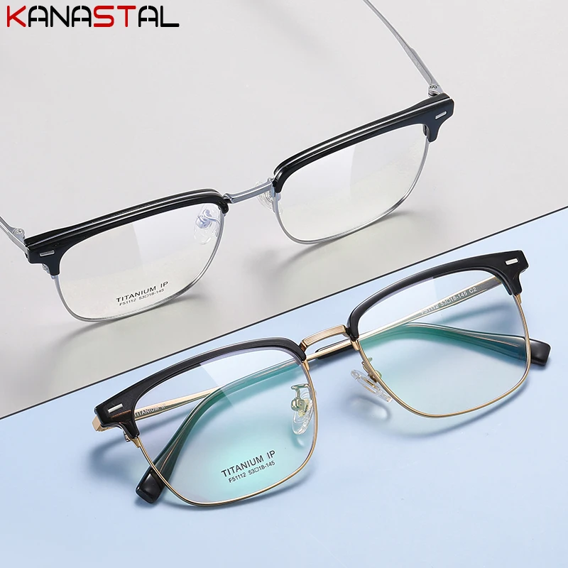 Men Pure Titanium Reading Glasses Prescription Optical Lenses Myopia Eyewear Women Blue Light Blocking Computer Eyeglasses Frame