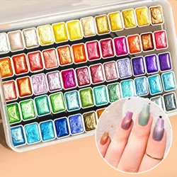 60-color Pearl Solid Watercolor Paints Art Supplies Nail Art Deco Students Paint Outdoor Sketching Watercolor Pigment Palette