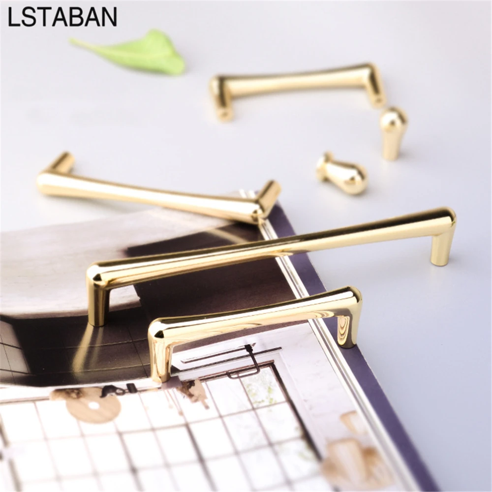 Bright Gold Kitchen Cabinet Handle Luxury Fashion Cabinet Door Knob Solid Zinc Alloy Furniture Drawer Pull Wardrobe Dresser Knob