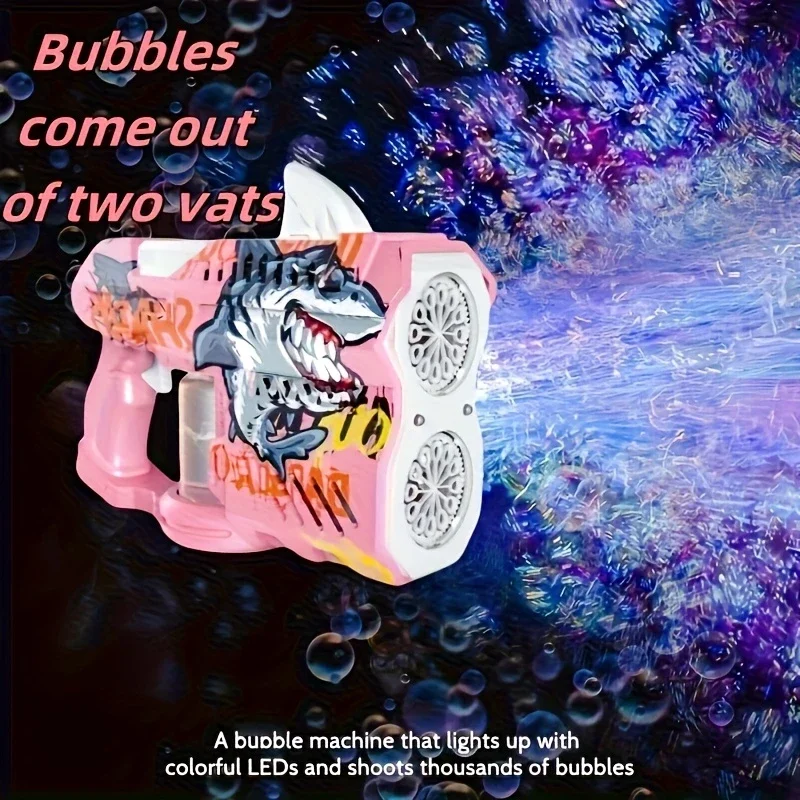 US New children's electric bubble gun with cool lighting, suitable for outdoor multiplayer games, weddings, beach pool parties i
