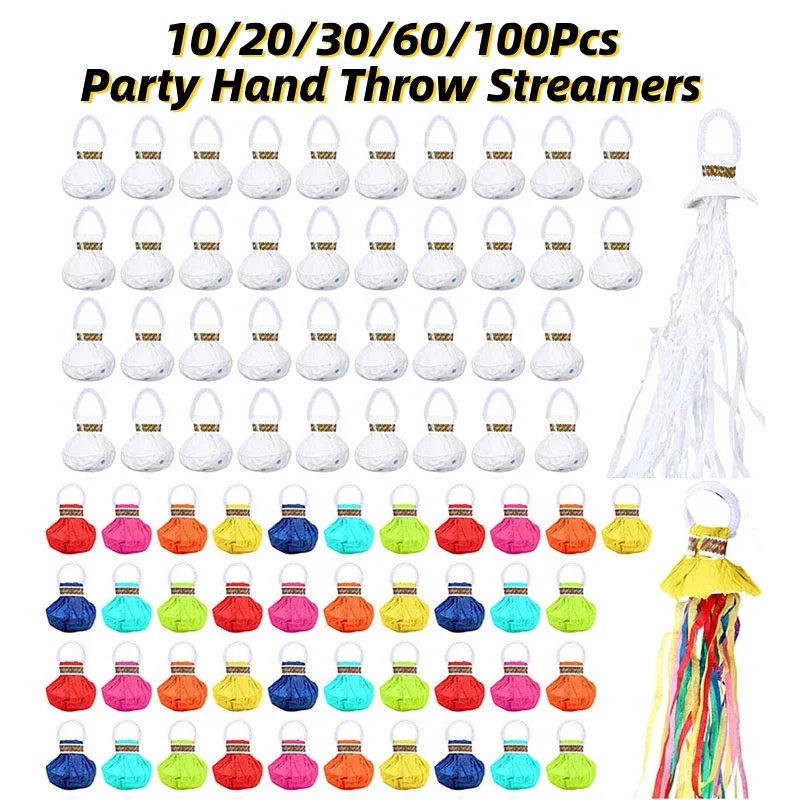 300-30Pcs Colorful Hand Throw Streamers Poppers Wedding Confetti Crackers No Mess Party Supplies for Festive Celebrations