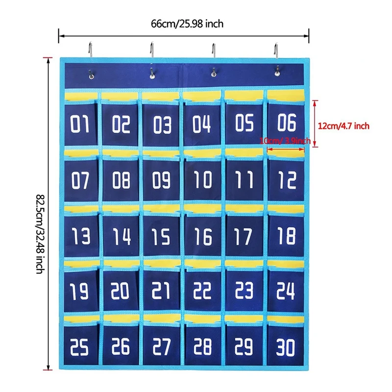 30 جيوب مرقمة الرسم البياني هاتف محمول سلة غسيل معلقة حقيبة تخزين قابلة للحمل ل الفصول الدراسية حاسبة حامل هاتف محمول المحمول