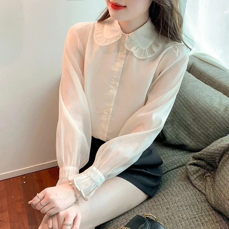 Blouse Women Long Sleeve Chiffon Blouse Shirt Tops Women Blusas Mujer De Moda 2024 Blouses Femme Camisas Blusa Feminina F517