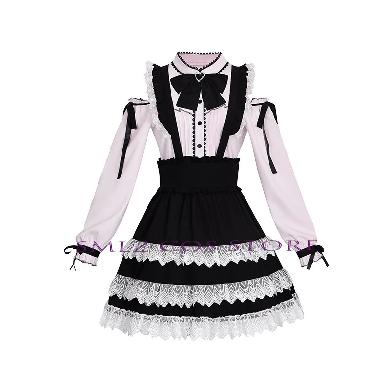 TGS25 Memory Little  Cosplay Game Identity Ⅴ Costume Miss Black White Lolita Dress Wig Set Tokyo Party Outfit for Woman