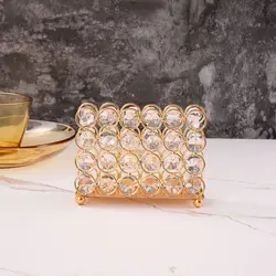 1pc Golden Crystal Napkin Holder Rhinestone Rectangle Napkin Holder For Table Decor,Gold Napkin Storage Rack For Dining Table