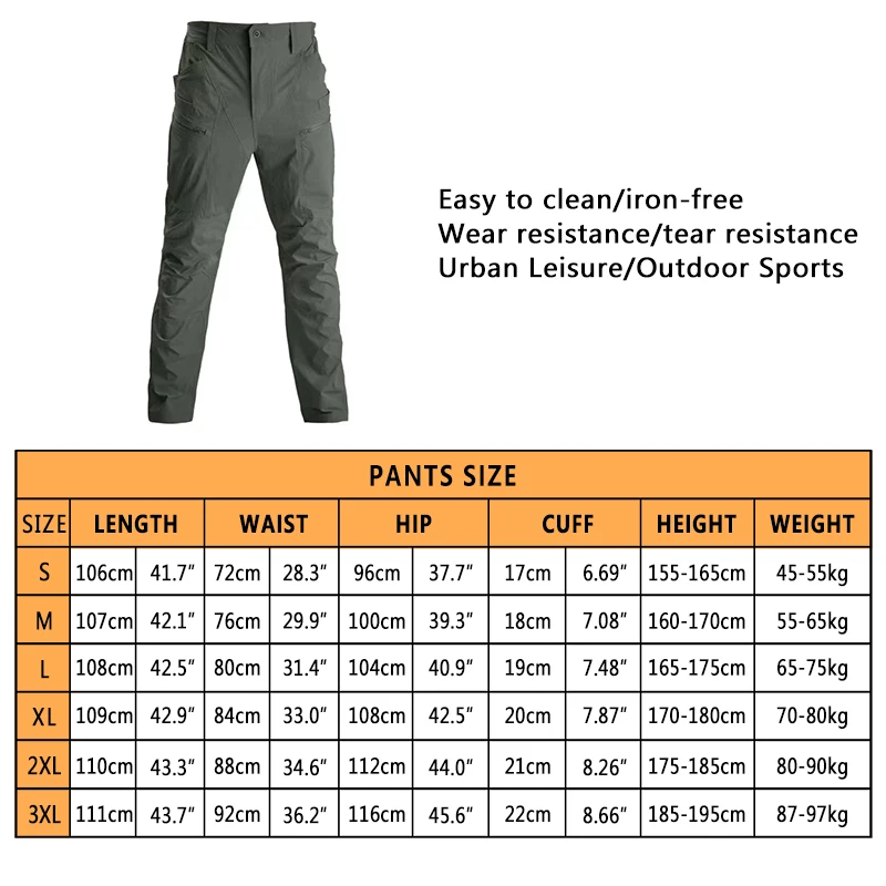 HAN WILD Rip-stop Cargo Pants Men\'s Work Trousers Full Length Tactical Hunting Hiking Military Army Pants Police Training Pants