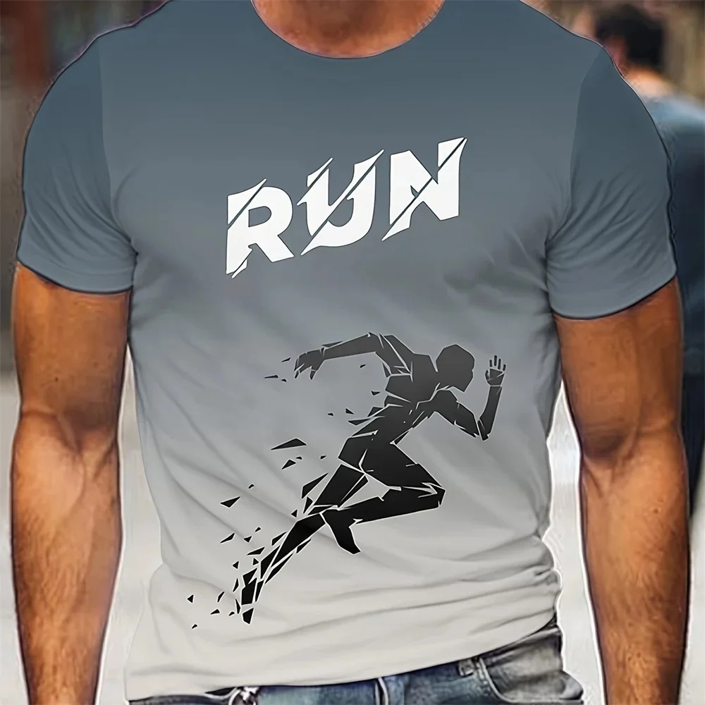 

Men's Short Sleeve Sports T-shirt, Comfortable Running Clothing, Oversized, Plain