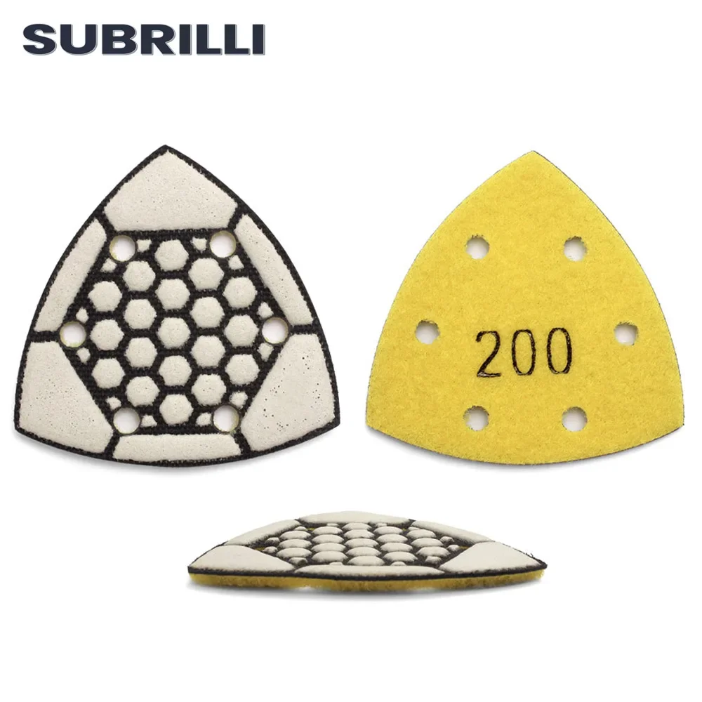 SUBRILLI 1PC Triangle Sanding Pad Diamond Dry Polishing Pad Sandpaper For Renovator Tool Multi-Function Oscillating Grinding Pad