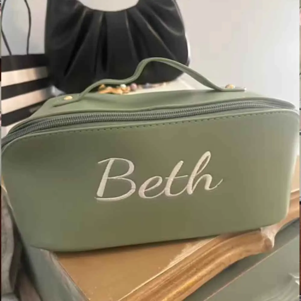 PU Custom Makeup Bag, Bridal Shower Gift Cosmetic Bag, Personalised Bridesmaid Gifts, Christmas Gifts, Birthday Gift for Her
