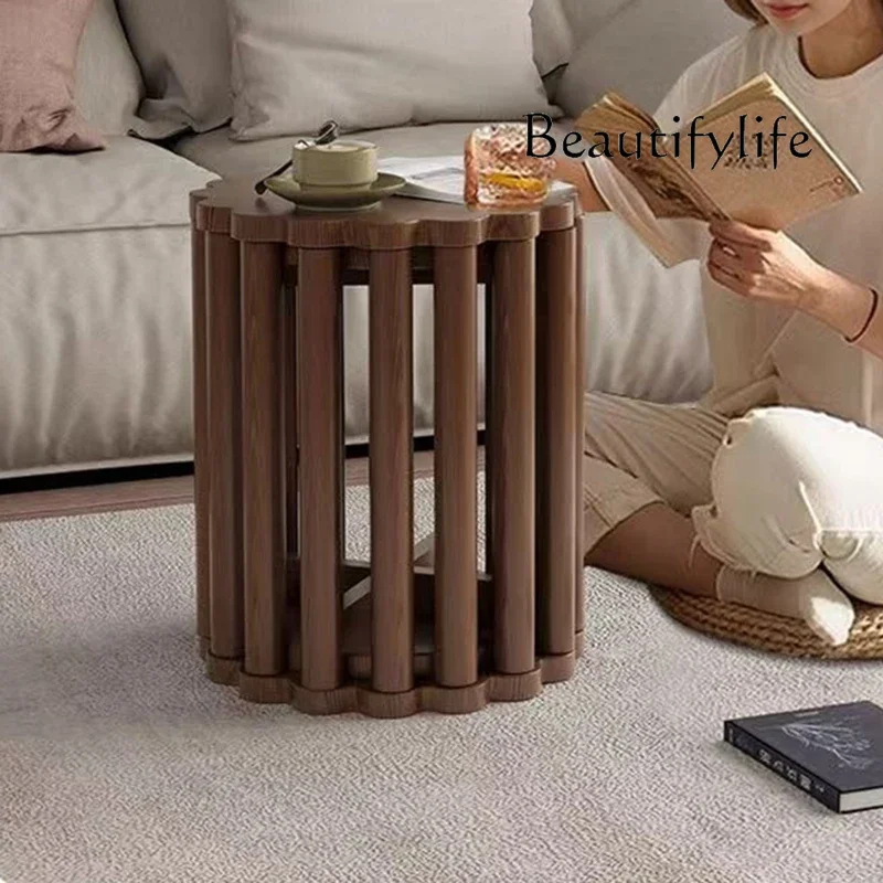DL Solid Wood Dining Chairs Stool Household Stackable Creative Round Stool Retro Wood Kitchen Accessories Dining Room Furniture