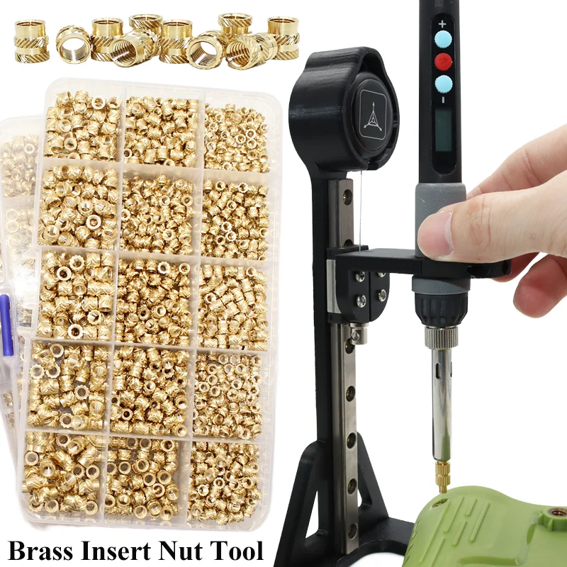 

Heat Set Inserts Tool M2 M3 M4 M5 Brass Threaded Insert Nut Digital Soldering Iron for 3D Printing Plastic PCB Welding Press Nut