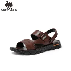 GOLDEN CAMEL Men's Sandals Summer Leather Shoes Man Slippers Non-slip Bottom Casual Business Beach Shoes for Men 2023 Summer