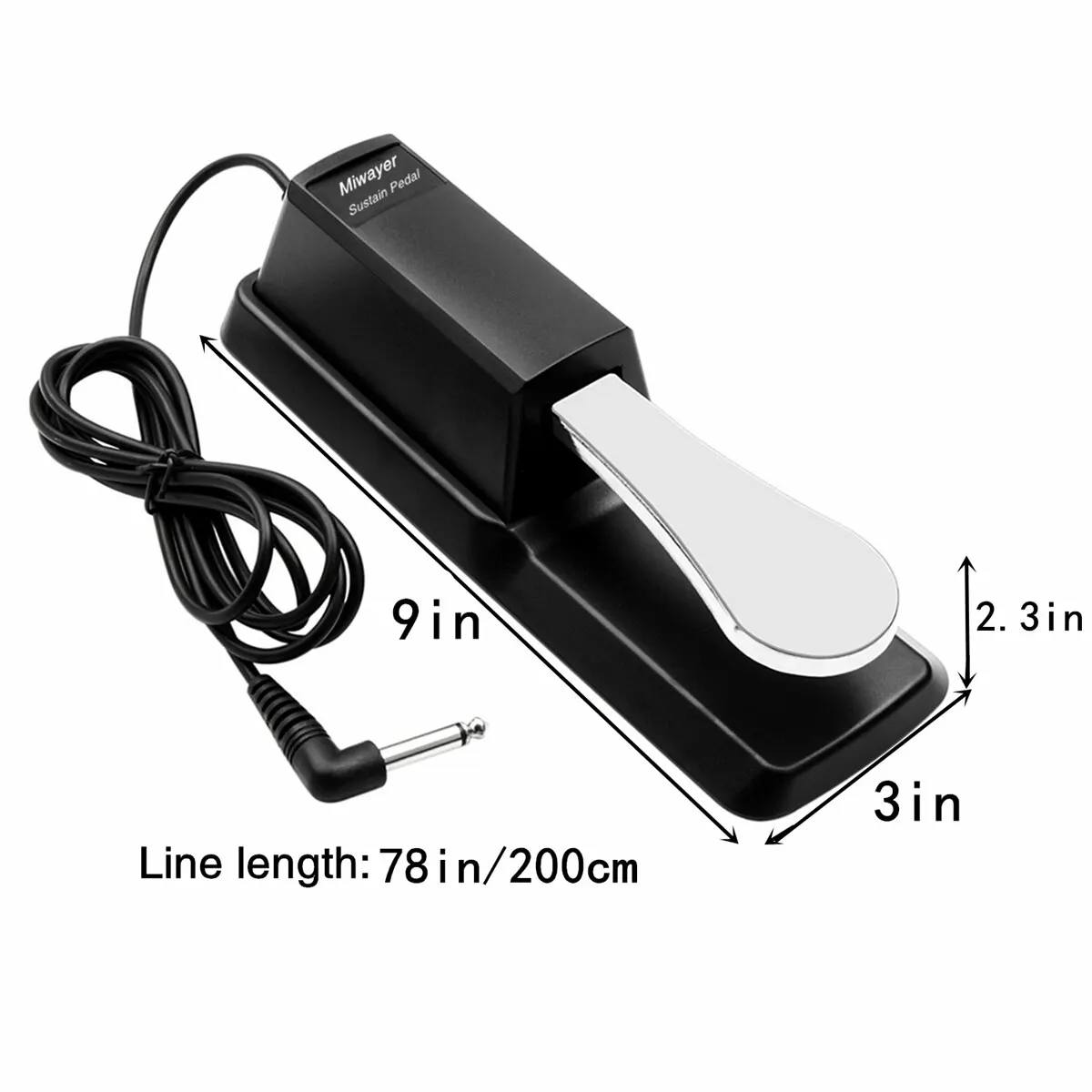 Miwayer Sustain Pedal with Polarity Switch for MIDI Keyboard Synth Digital Pianos Electronic Drum Electric Piano