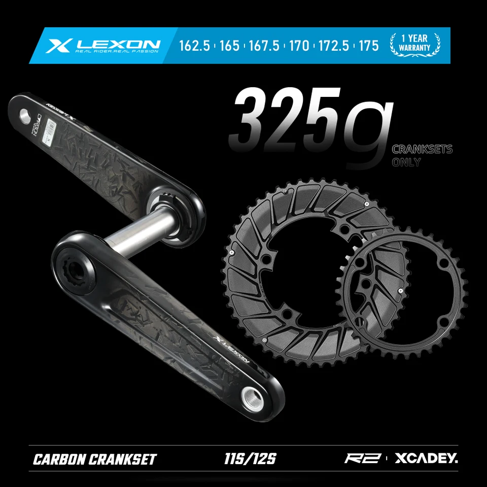 LEXON カーボンクランク24mm規格　165mm LEXON ロードフルカーボンクランクセット超軽量バイククランク 24