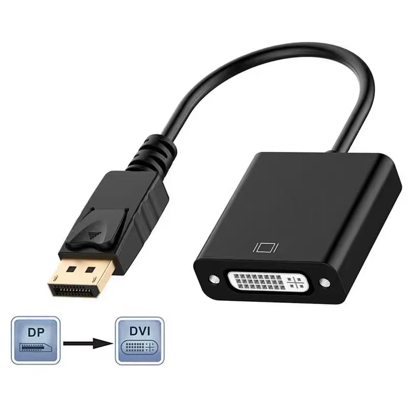 Male DisplayPort (DP) to Female DVI Adapter Gold-Plated Display Port to DVI-D Converter for Laptop Desktop PC Monitor Projector