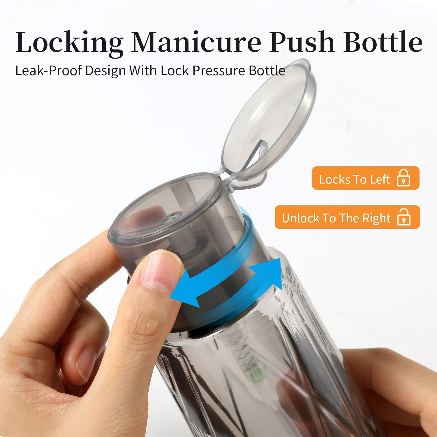 250/300ml Press Pump Dispenser Bottle Empty Container Portable Refillable for Salon Manicure & Home Makeup Press Cap Nail Polish