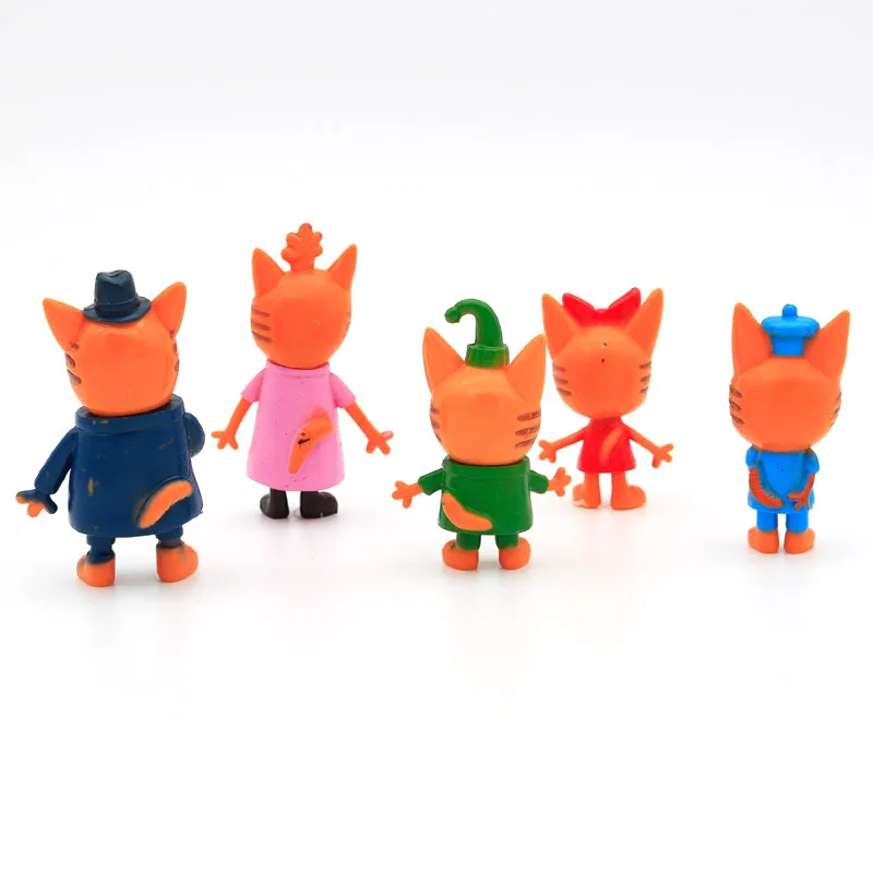 5 stks/zak 6-8 cm Russische Cartoon Anime Kid-e-cats Action Figure Cake Beeldje bakken Decor Drie Kleine Kittens Model Kat Kinderen Speelgoed