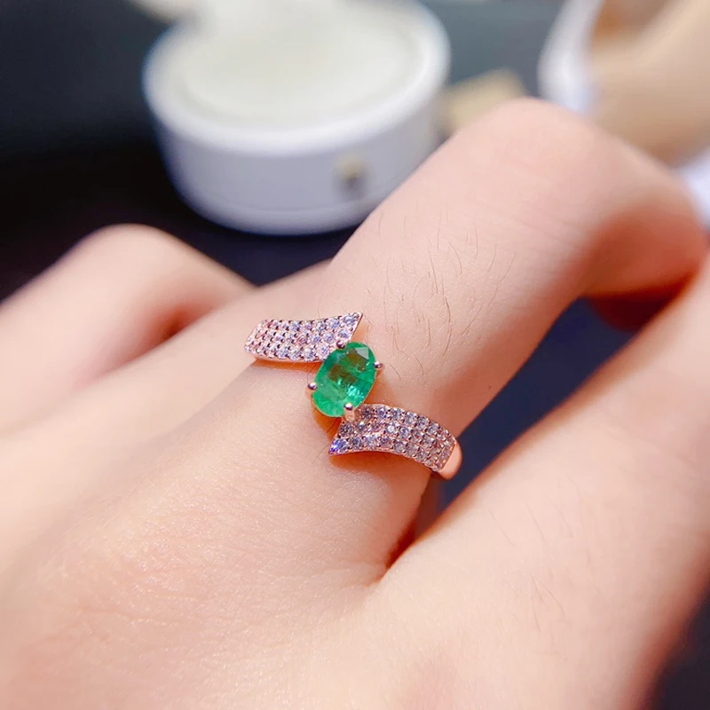 Natural Emerald Rings for women silver 925 jewelry luxury gem stones 18k gold plated free shiping items