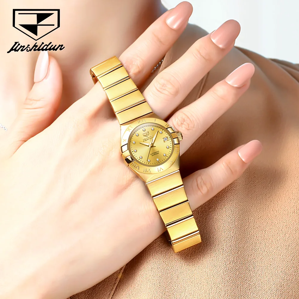 JSDUN Luxury Women Casual Automatic Mechanical Watch Waterproof Stainless Steel Lady Wrist Watch Fashion Elegant Watch for Women