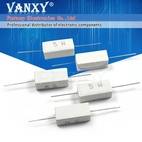10pcs 5W Cement Resistors 0.1 to 10K Ohm vanxy