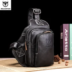 BULLCAPTAIN Men's Fashion Chest Bag Soft Leather Chest Bag Men Casual Messenger Bags Large-Capacity Business Bag's