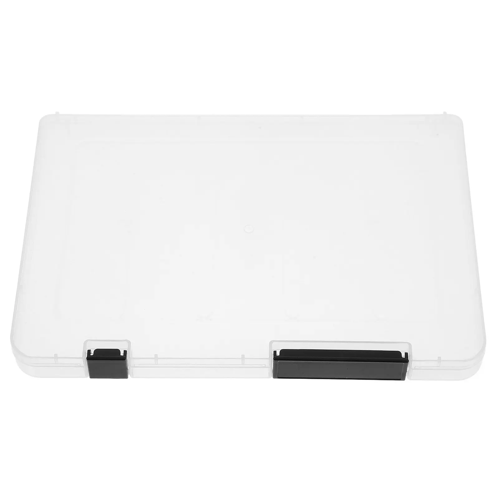 

A5 Document Organizer Box Thin Clear Plastic Storage Case Black Button Closure Office Paper Holder Portable Project Scrapbook