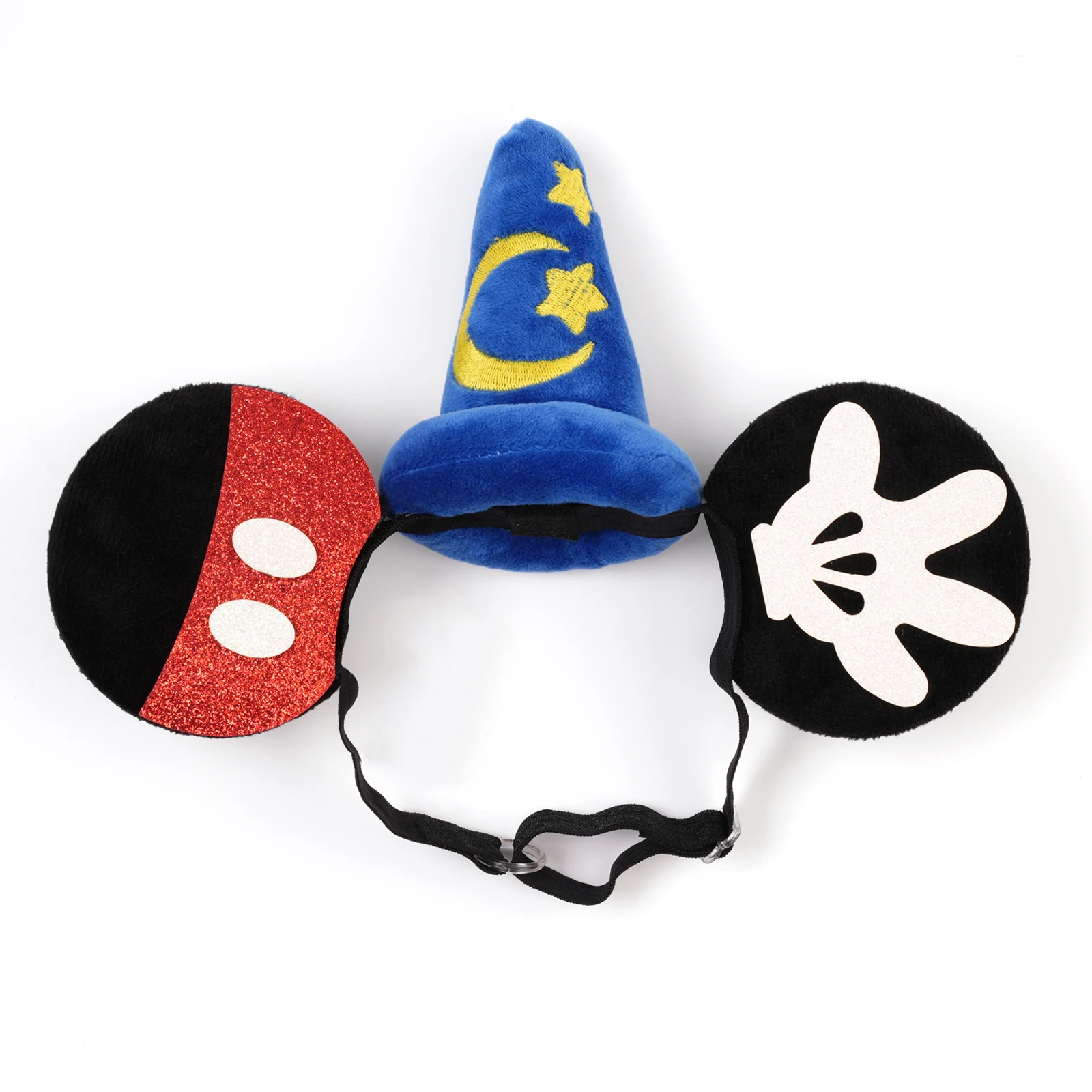 Diadema Ajustable con Orejas de Minnie Mouse, Diseño de Estrella Azul y Media Luna, de Poliéster Suave, para Niñas, Princesas, Fiestas de Cumpleaños, Regalo Creativo