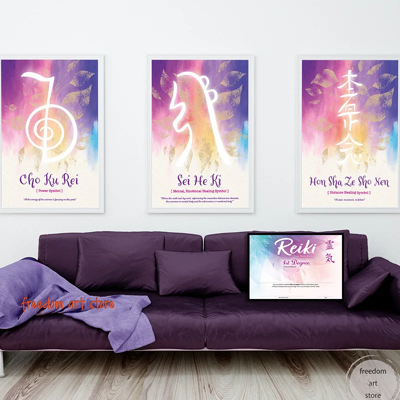 Reiki Symbols Cho Ku Rei Yoga Aura Art Energy Reiki Healing Spiritual Poster Canvas Painting Wall Prints Picture Room Home Decor