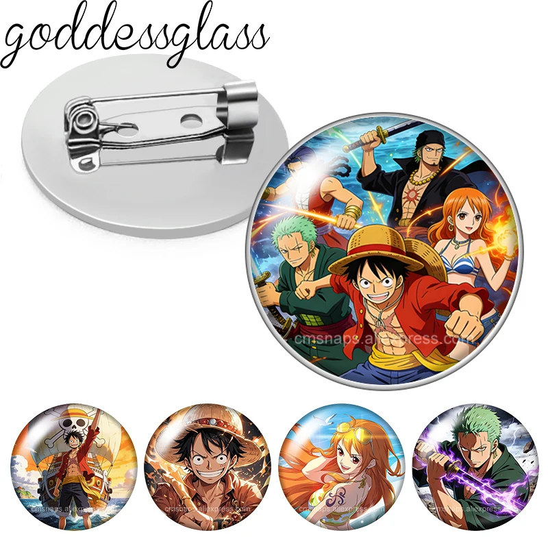 One Piece Luffy Zoro Nami TonyTony Anime Cartoon Foto Cabochon Brosche Anstecknadel Tasche Kleidung Denim Jeans Reversnadel Abzeichen