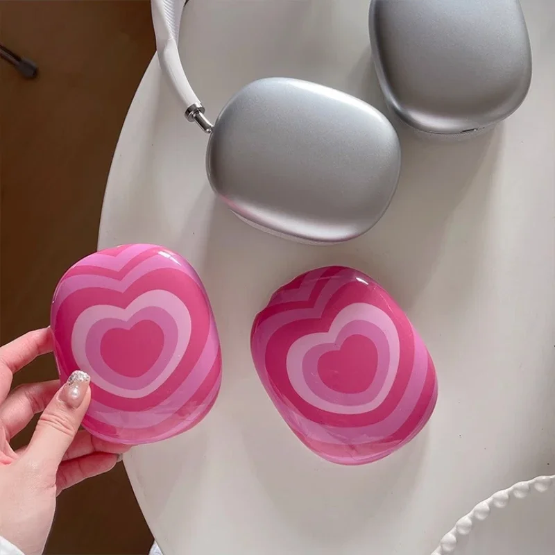 สีชมพู Sweety Heart Airpods Max หูฟัง YK2 Niche Custom Airpods กรณีหูฟังอุปกรณ์ตกแต่งของขวัญ