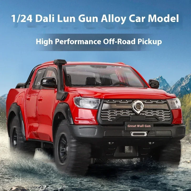 1:24 Great Wall Motor GWM Cannon POER Off Road SUV Alloy Diecast Car Model Sound & Light Collection of Hobby Decorative Gift Boy