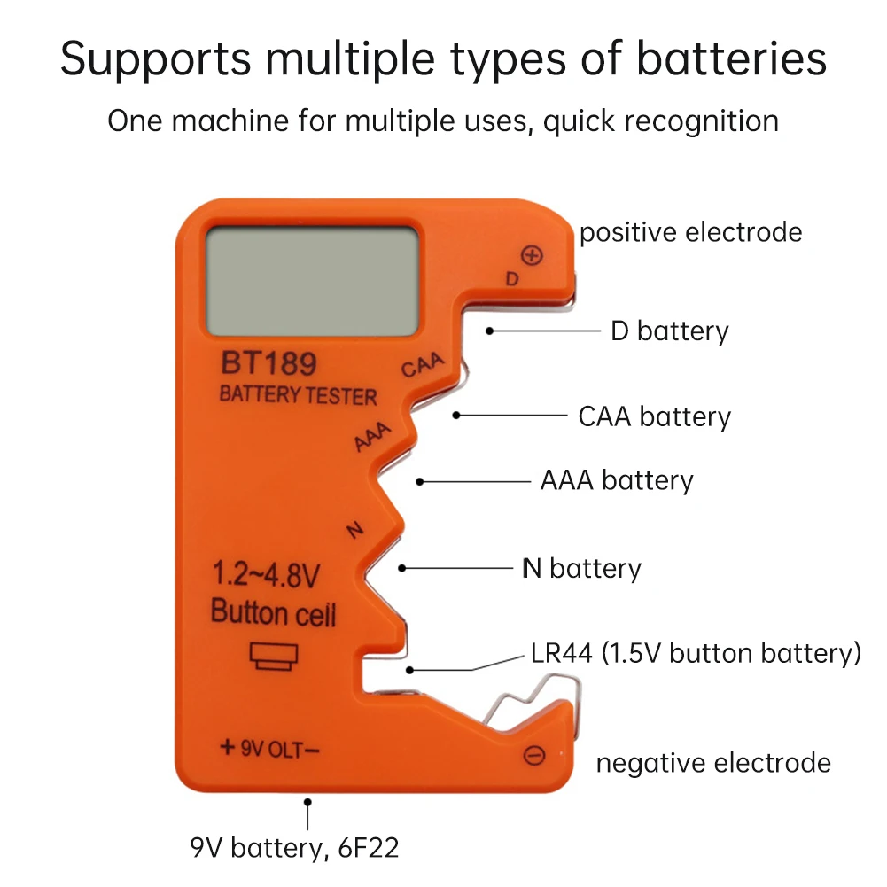 BT-189 Digital Battery Tester AA/AAA/C/D/9V/1.5V LCD Universal Battery Voltage Meter Indicate Volt Tester Checker