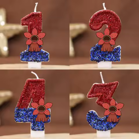 Vela Digital con Temática de Stranger Things, Número del 0 al 9, Decoración para Pastel de Cumpleaños Infantil, Accesorios para Fiestas de Dibujos Animados
