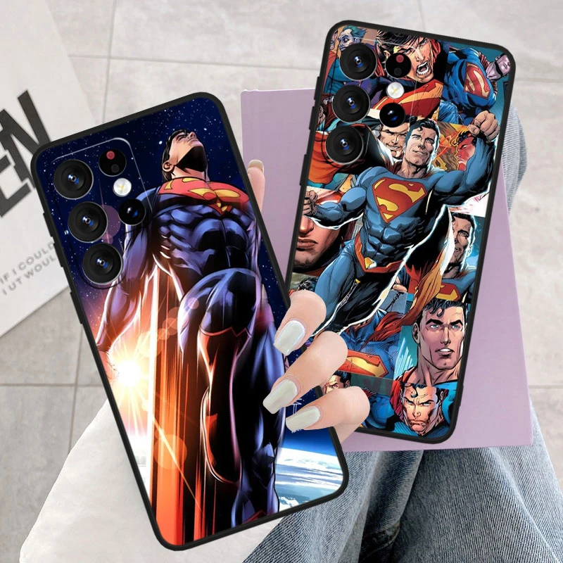 Batman Supermans For Samsung S24 S23 S22 S21 S20 FE S10e S10 S9 Ultra Plus Plus Soft Silicone Black Phone Case