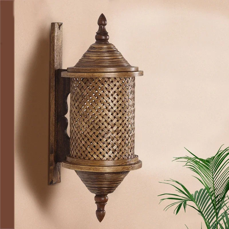 South East Asia Style Wall Lights Thai Bamboo Lights Clubhouse Hotel Bar Stairs Corridor Vintage Decorative Wall Lights