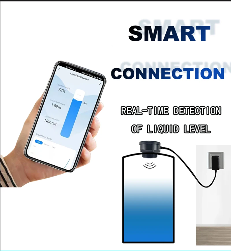 EPTTECH Smart TLC2206 Tuya Oil Water Tank Level Sensor Smart Life Mobile APP Wireless WIFI Remote Ultrasonic Real-time Reminder