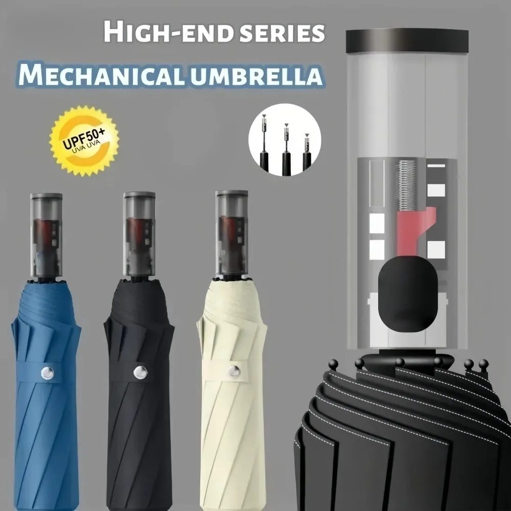 

Прозрачный механический зонт с ручкой, ветрозащитный, полностью автоматический, складной, солнцезащитный, солнцезащитный козырек, 20 усиленных каркасов
