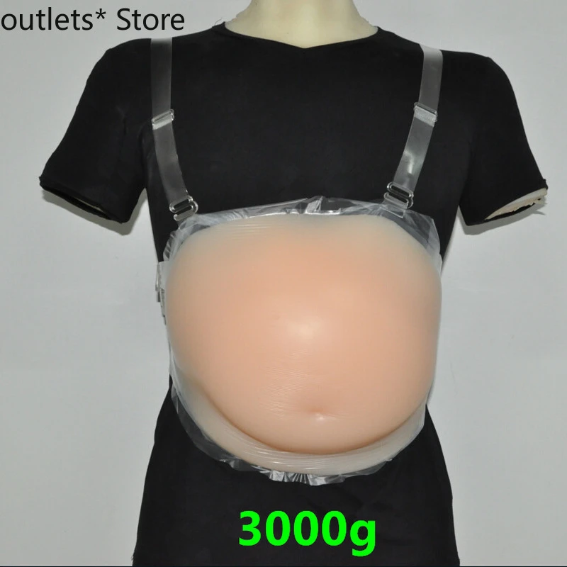 

8-10 Month Twins 3000g/pc Silicone Artificial Belly Fake Jelly Belly Pregnancy Tummy for Filme and Adoption Adhesive Belly Fat