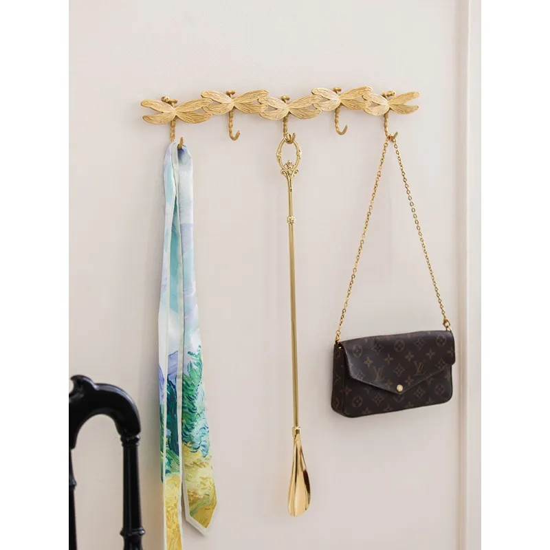 

Креативная настенная вешалка-крючки «Стрекоза» из латуни для прихожей, длинная рядная вешалка для гардеробной, крючки для халатов