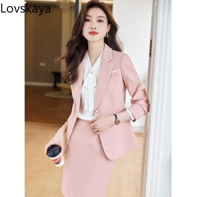 

Fashionable suit jacket formal work pink suit women's autumn professional attire temperament