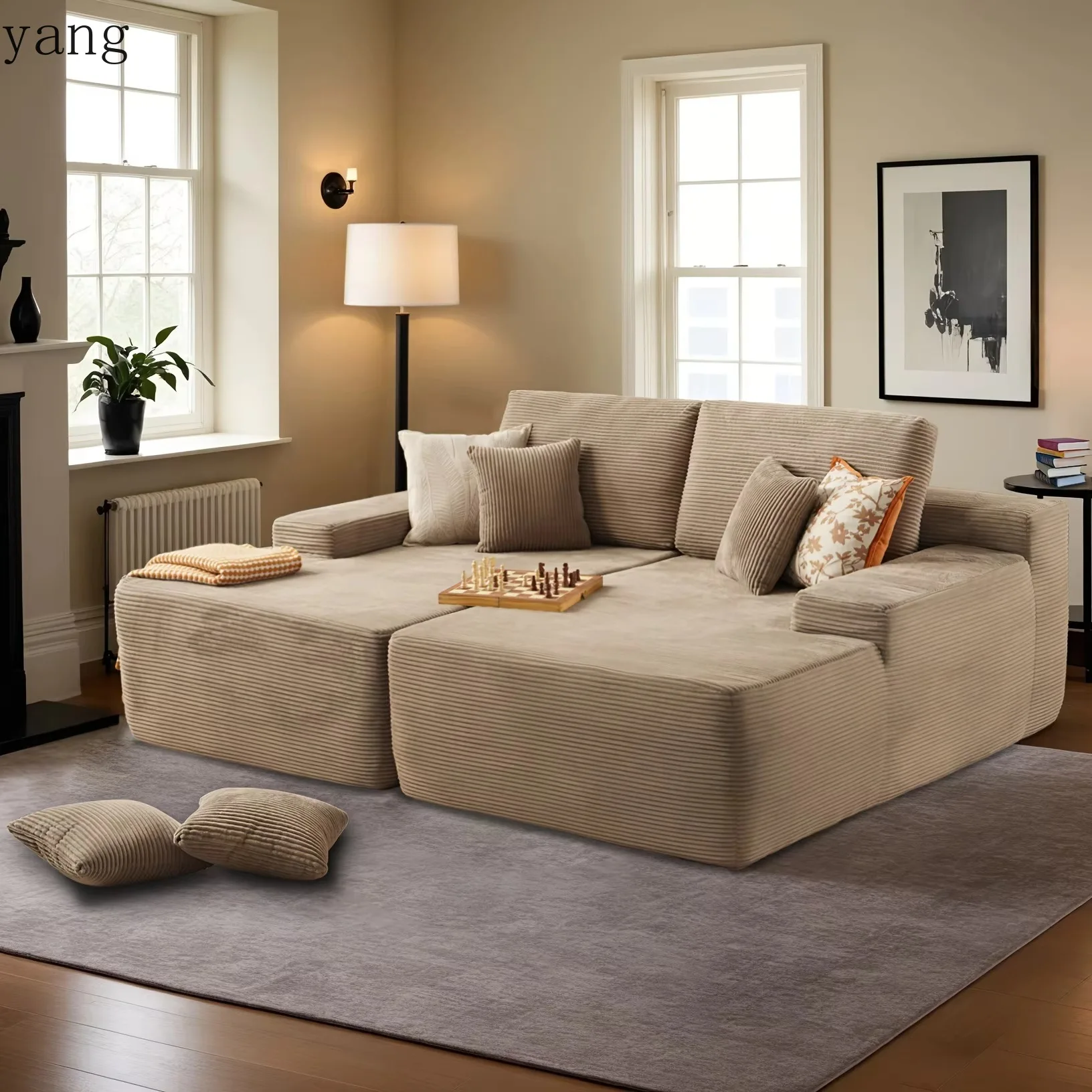 CX Full Modern Modular Convertible Square Double Recliner Extra Large Eco-Friendly Vacuum Compressed Sand