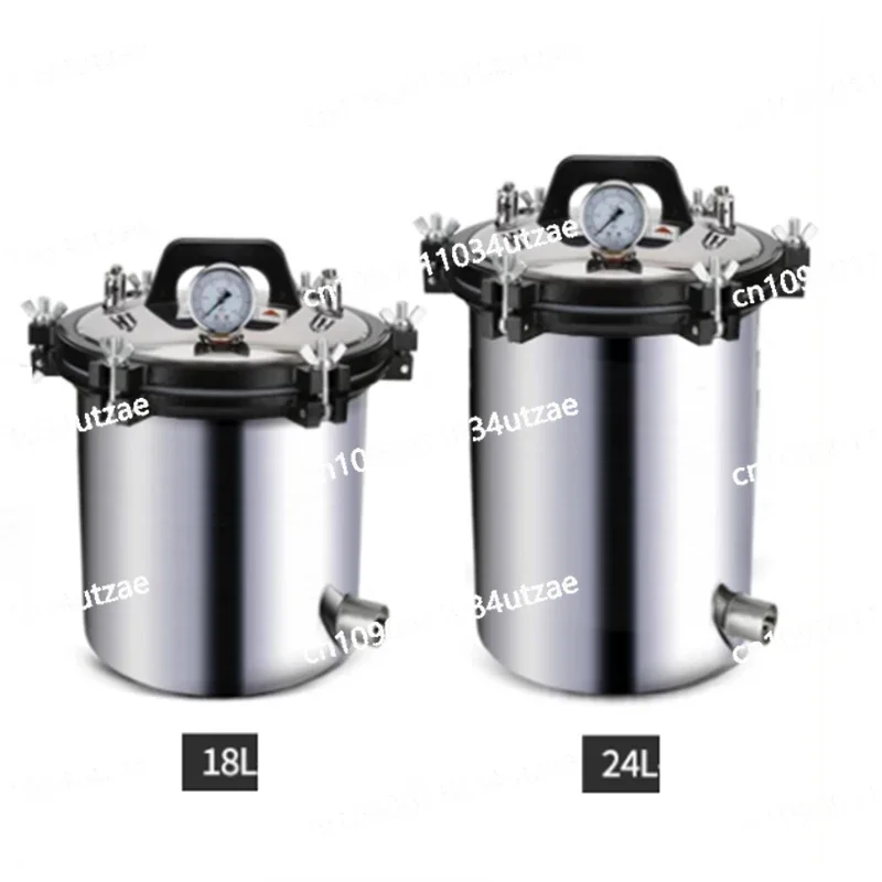 Vertical Portable Stainless Steel Pot Sterilizer Autoclave Fully Automatic High Temperature Pressure Steam Pot 18L/24L