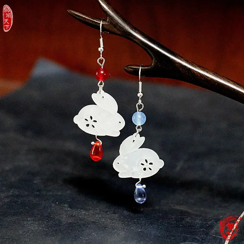 Mo Dao Zu Shi Stud Oorbellen Voor Vrouwen Lan Wangji Wei Wuxian Anime Earring Vrouw Mode Trend Metalen Accesorios Konijn sieraden