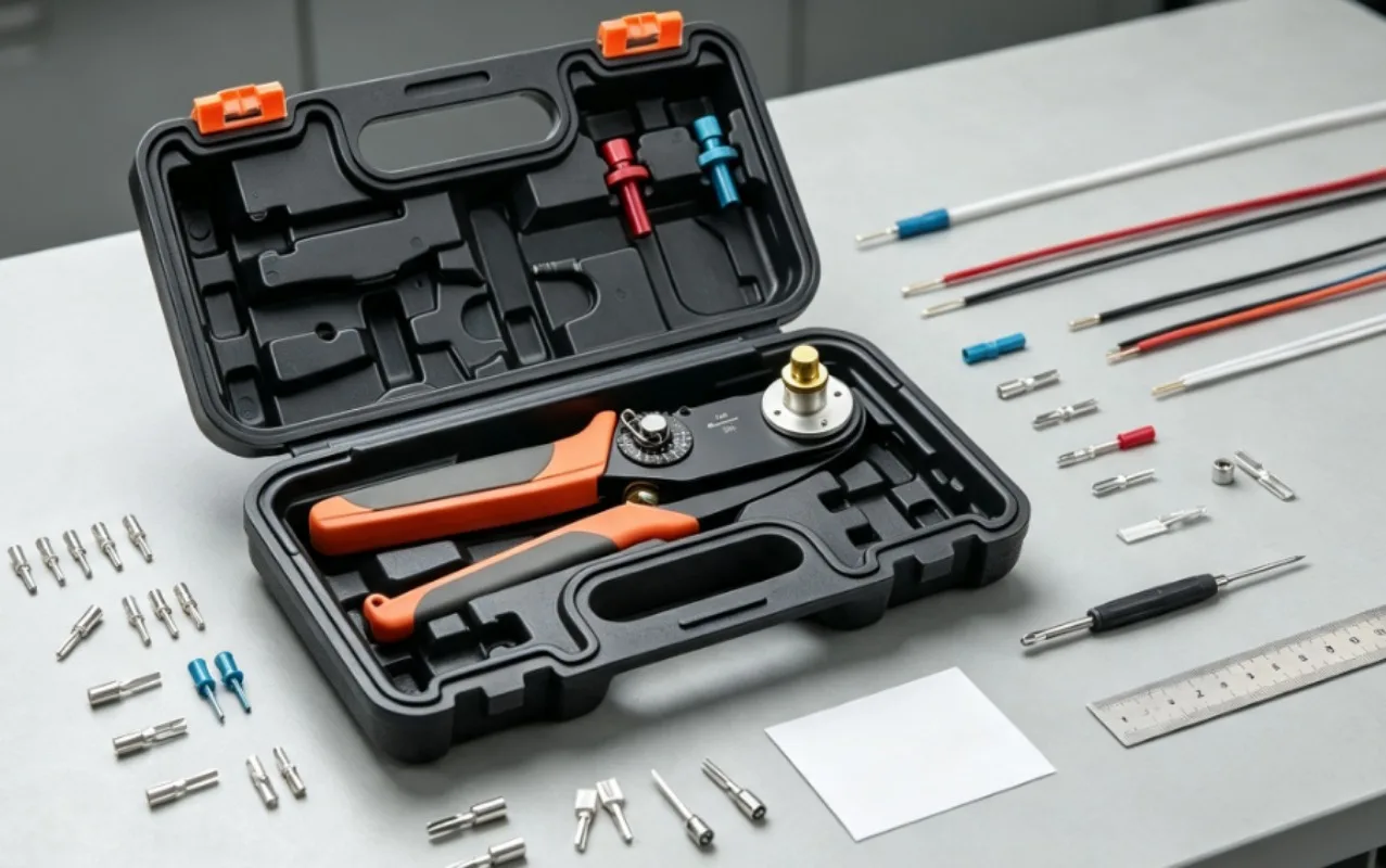 Heavy Duty Four Indent Terminal Crimping Tool Electronic Wire Connector Pin Compression Hand Plier