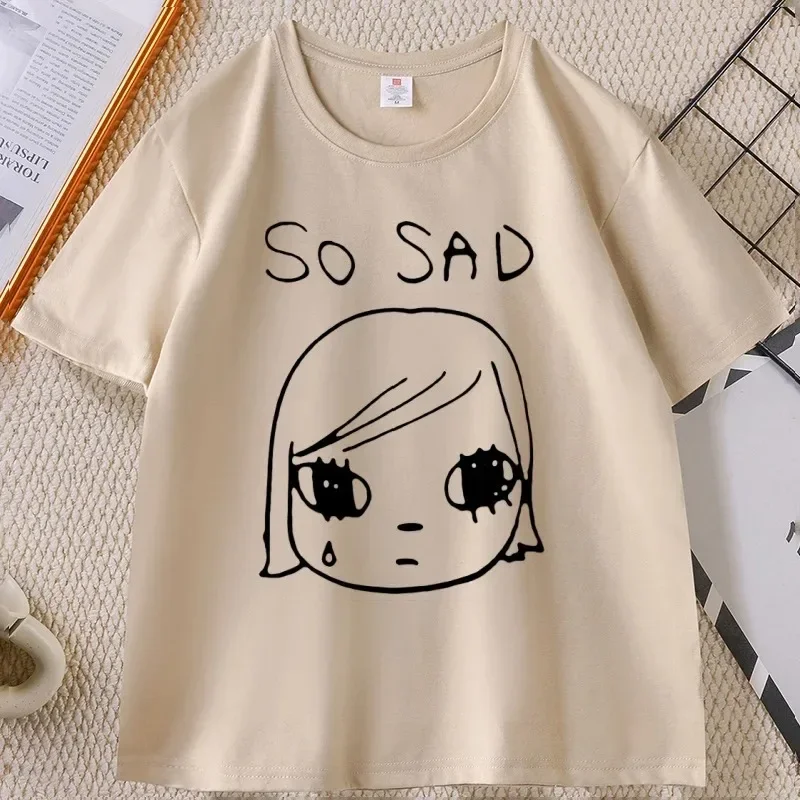 Yoshitomo Nara Sad Vintage T-shirt Vintage Japan Party Cotton Short Sleeve Tshirt Men Women Casual Round Neck Printed Tees