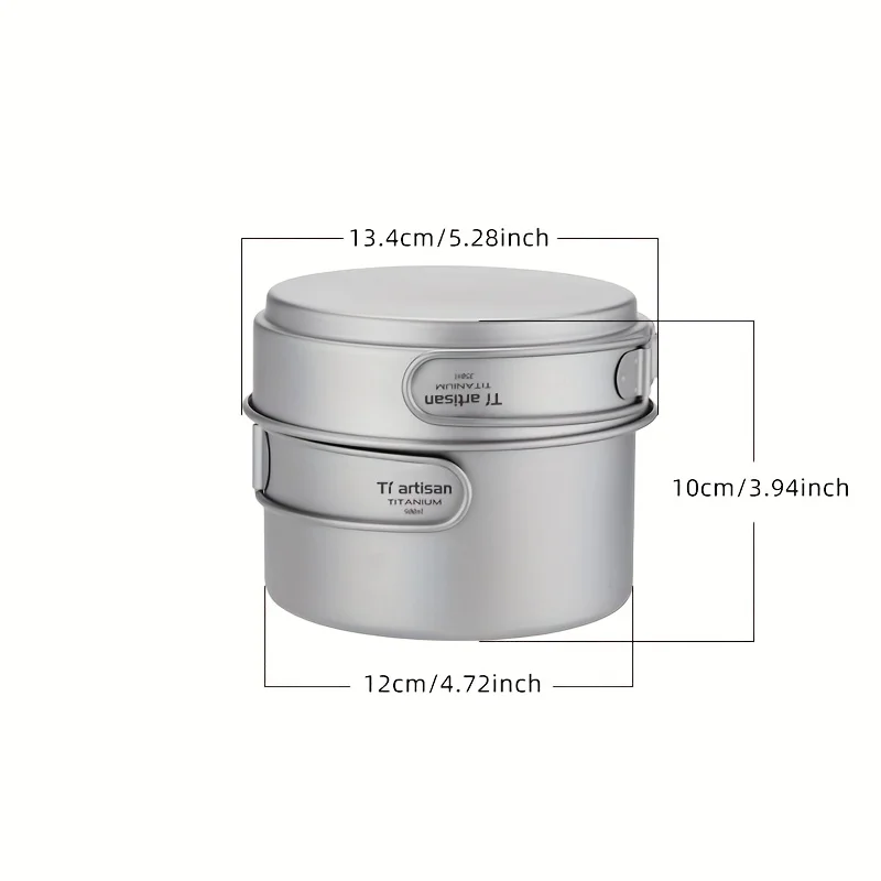 Pure Titanium Cookware Set with Handle Ultra-Lightweight Portable Folding Cooking Pots Sets Camping Outdoor Kitchen Supplies